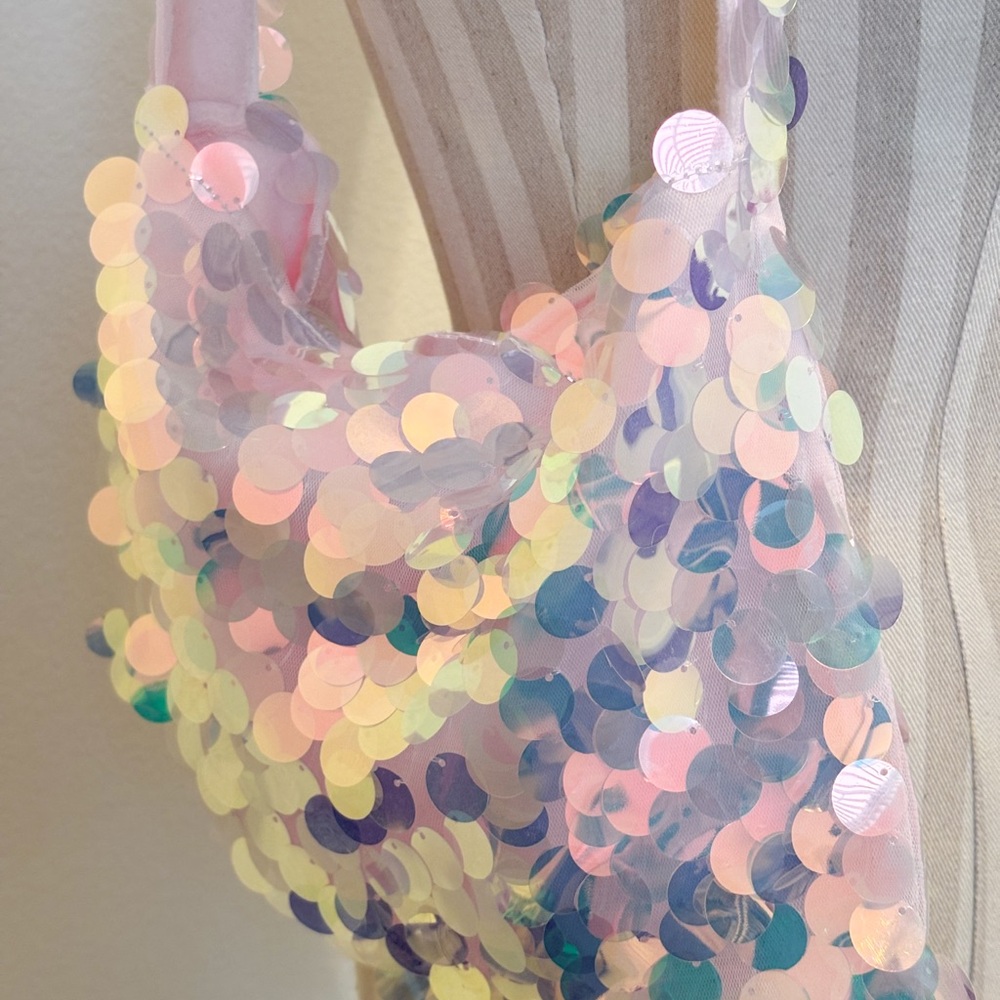 Iridescent Sequin Shoulder Bag